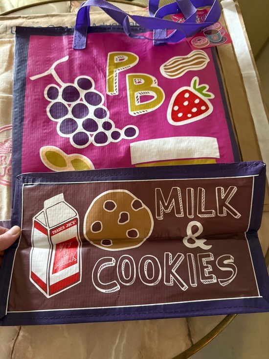 (2) LARGE Lavender 💜 Trader Joe’s Canvas Tote Bags 🎁 FREE Comfort Foods TJ Bag - Picture 6 of 15